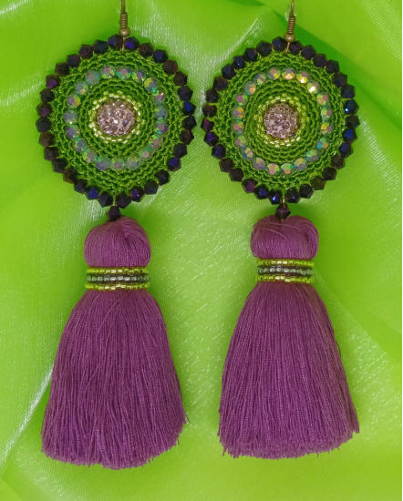 Háčkované dizajnové náušnice "Marakeš"